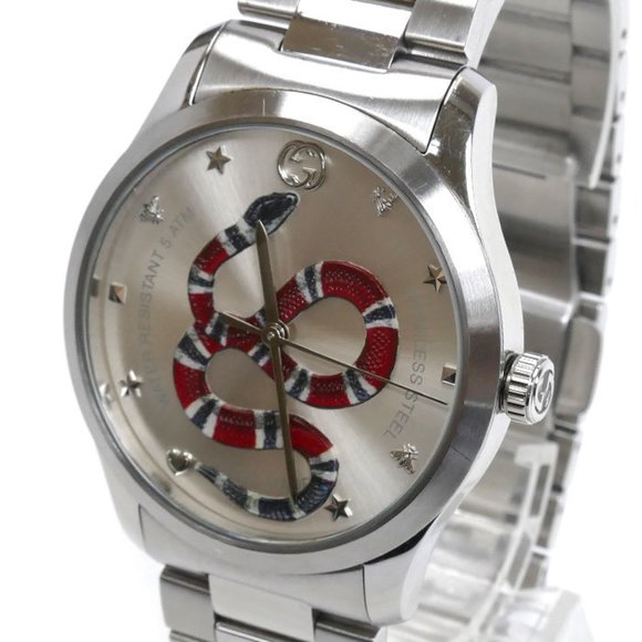 GUCCI G Timeless Kingsnake Watch Battery Operated YA1264076/126.4 Men's - Picture 2 of 8